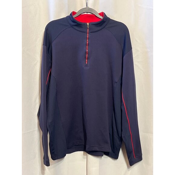 Pebble Beach Navy Blue 1/4 Zip Pullover With Red Accents Size L - Picture 1 of 10